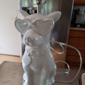White ceramic dog lamp